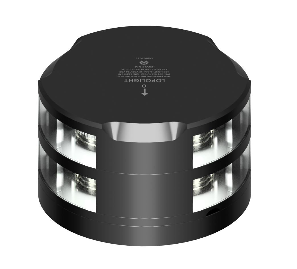 3nm 225°White Masthead+2nm 360°White/Strobe, black 3nm 225°White Masthead+2nm 360°White/Strobe, black